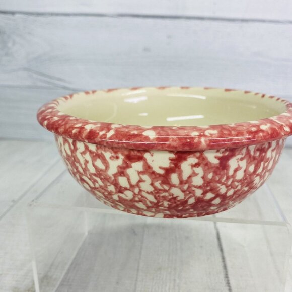 Roseville The Workshop of Gerald Henn ROSE SPONGE Red Spongeware Rim Soup Bowl - Picture 4 of 13